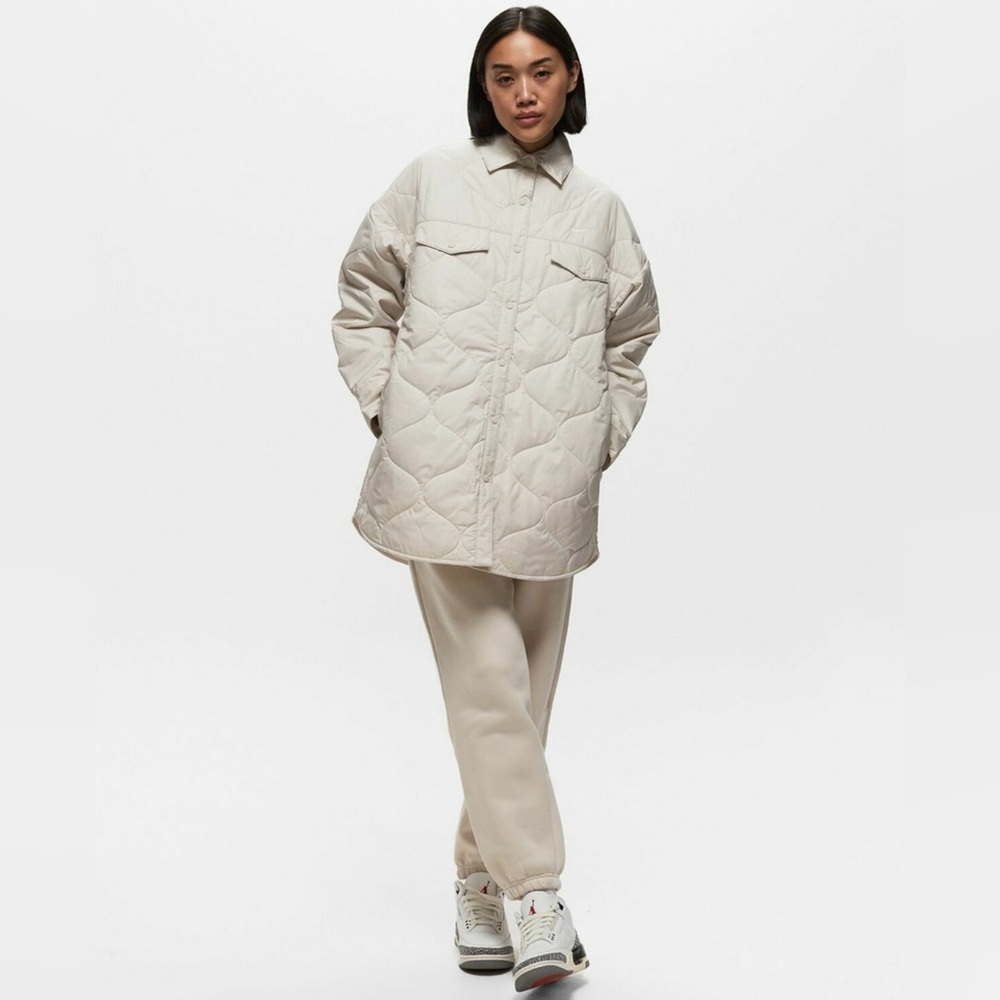 Nike Sportswear Essentials Quilted Trench Jacket Womens Sz Large Collared
